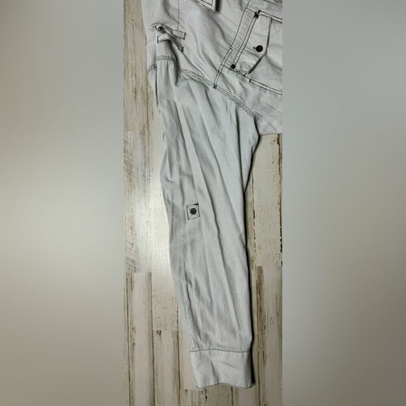 Buckle BKE Shirt Mens XXL White Black Stripe Long Sleeve Athletic Fit - Picture 9 of 13